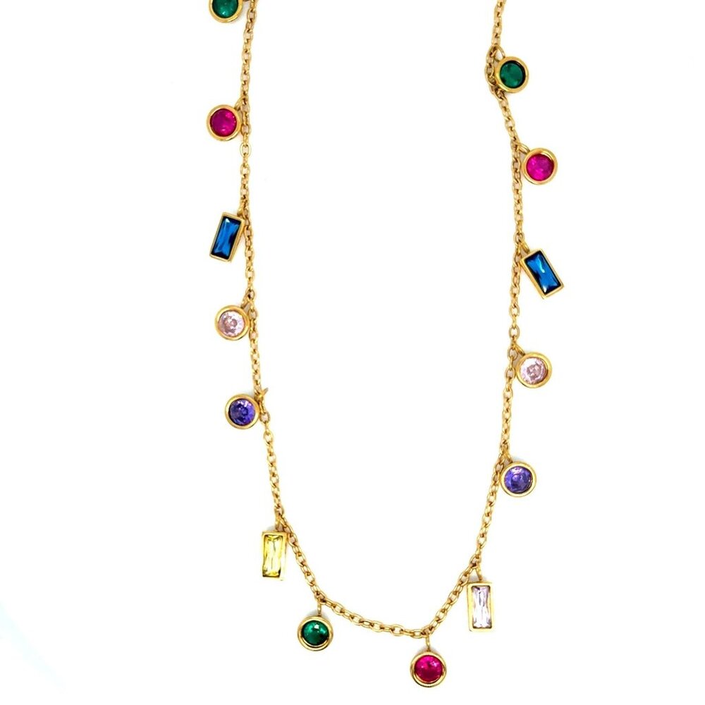 Stainless Steel Multicolor Stones Necklace (n1)